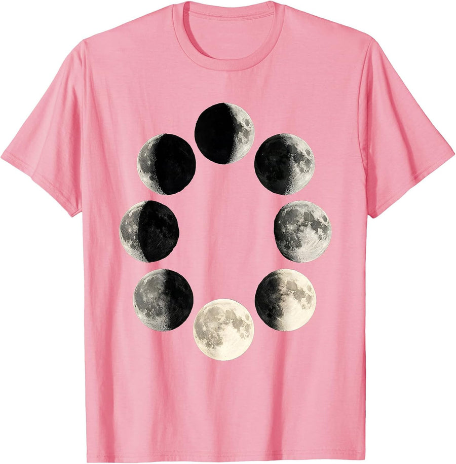 Men's Lunar Phase Cycle Astronomy Graphic Science Teacher T-Shirt - Pink