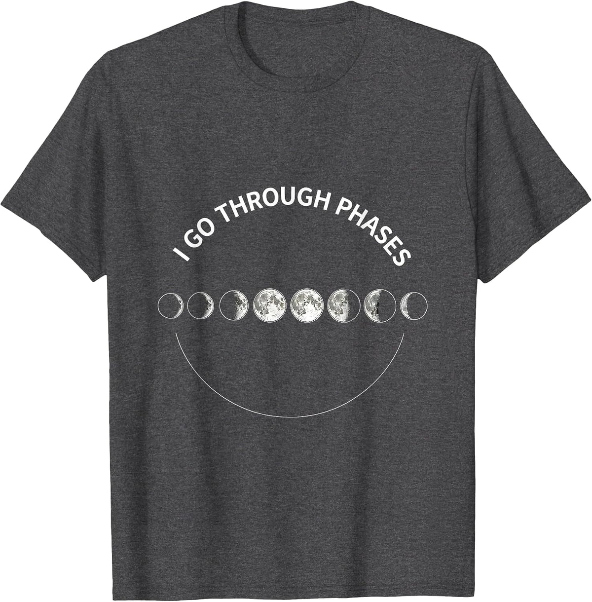 Men's I Go Through Phases Retro Moon Phase Astronomy Astrology T-Shirt - Dark Heather Grey
