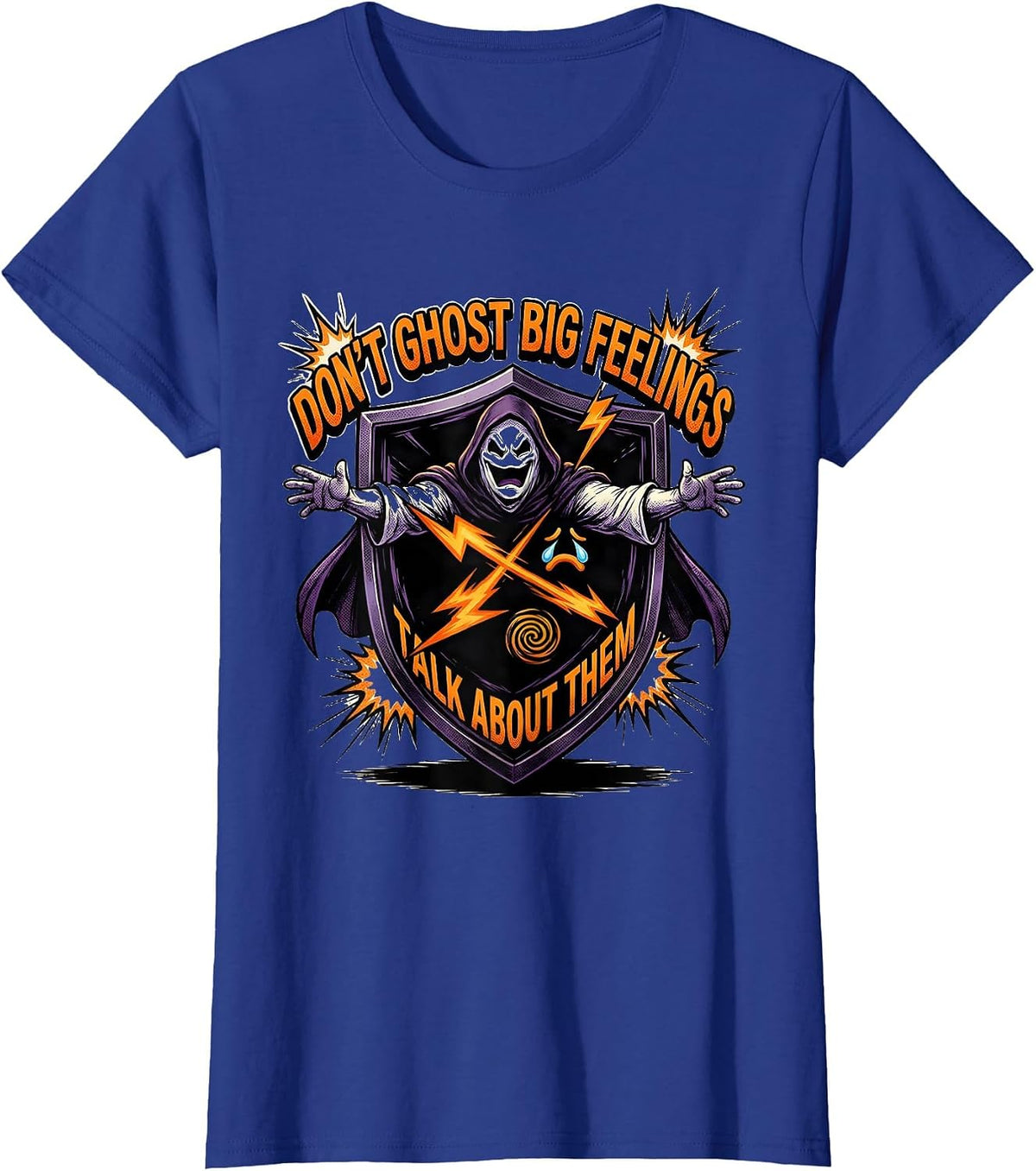Women's Don't Ghost Big Feelings Talk About Them Comic T-Shirt - Royal Blue