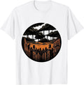Men's Grunge Weathered Cityscape Stormy Sky Design T-Shirt - White