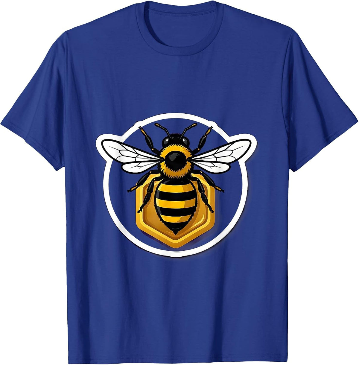 Men's Bee Badge Sticker Style Beekeeper Honey Lover T-Shirt - Royal Blue