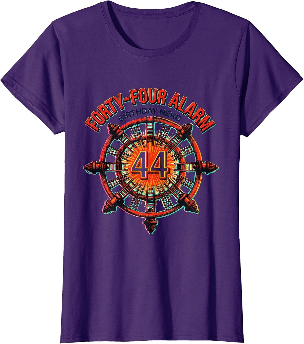 Women's Forty-Four Alarm Birthday Hero Firefighter Toddler Boy Party T-Shirt - Purple