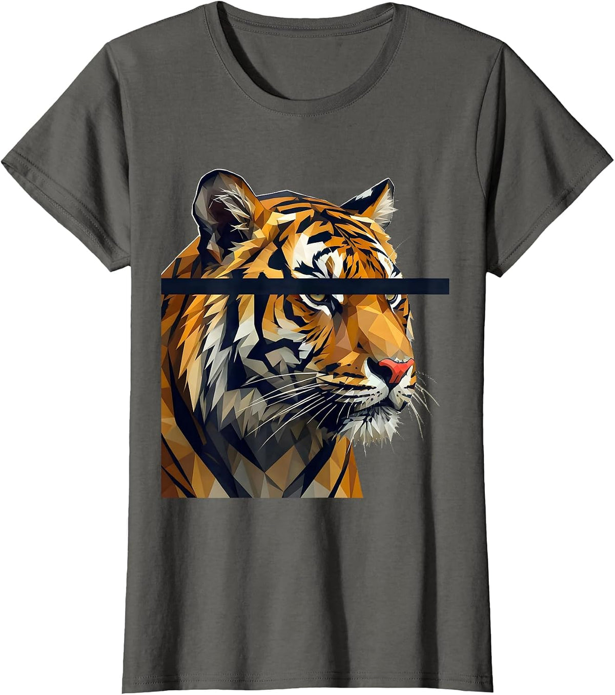 Women's Bengal Tiger Low Poly Faceted Cool Big Cat Lover T-Shirt - Asphalt Grey