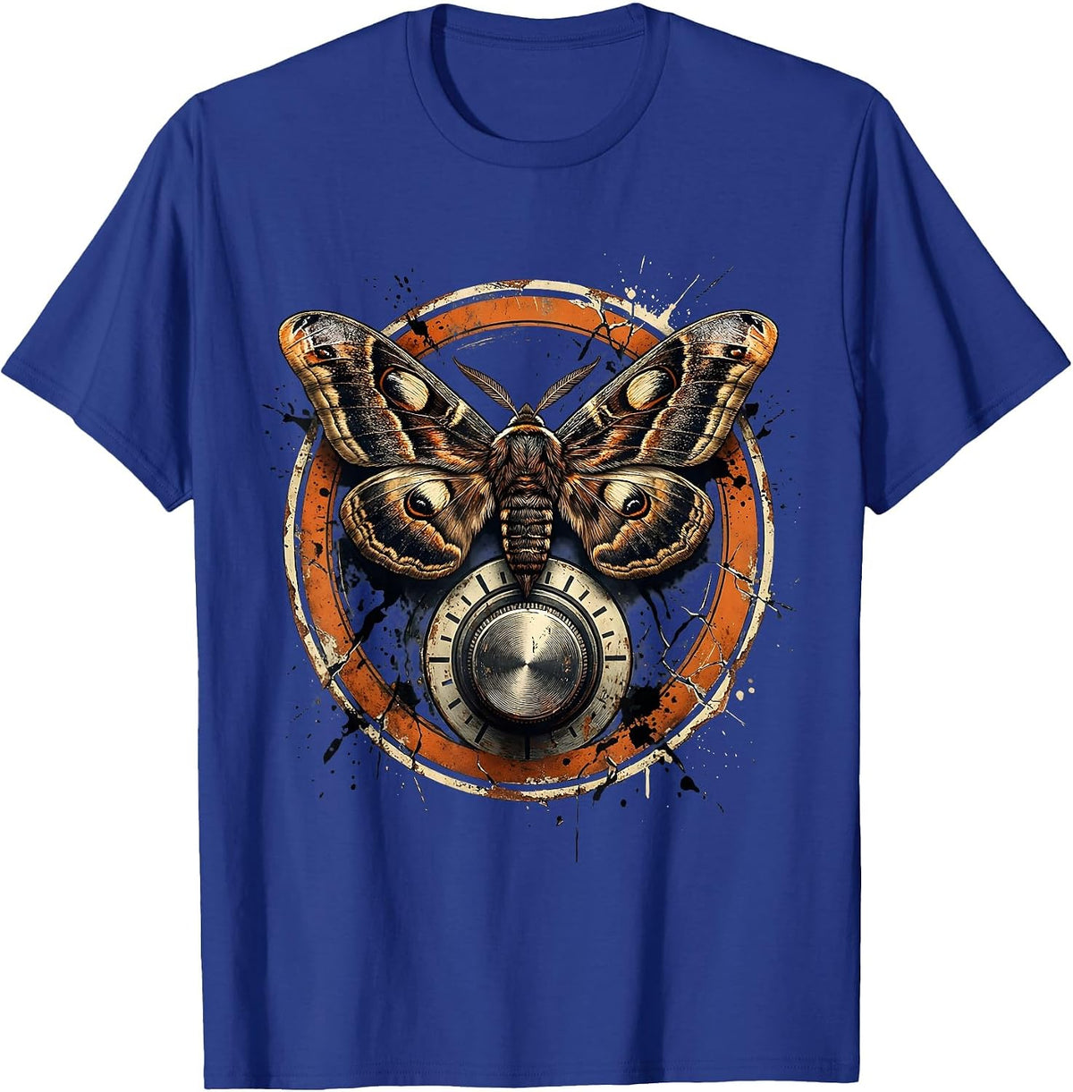 Moth and Glowing Amplifier Dial Rock Music Art T-Shirt - Royal Blue