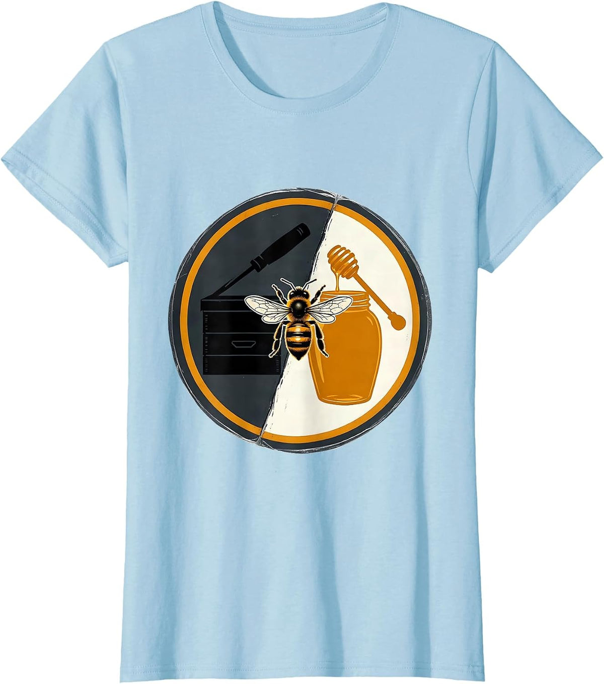 Women's Beekeeper Badge Screenprint Beekeeping Hobbyist Humor T-Shirt - Baby Blue