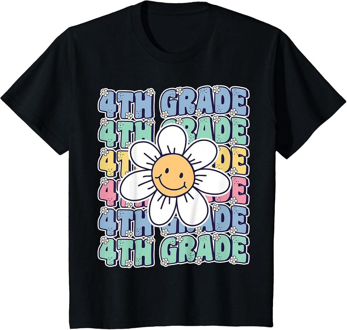 Groovy 4th Grade Back to School First Day of Fourth Grade T-Shirt - Black