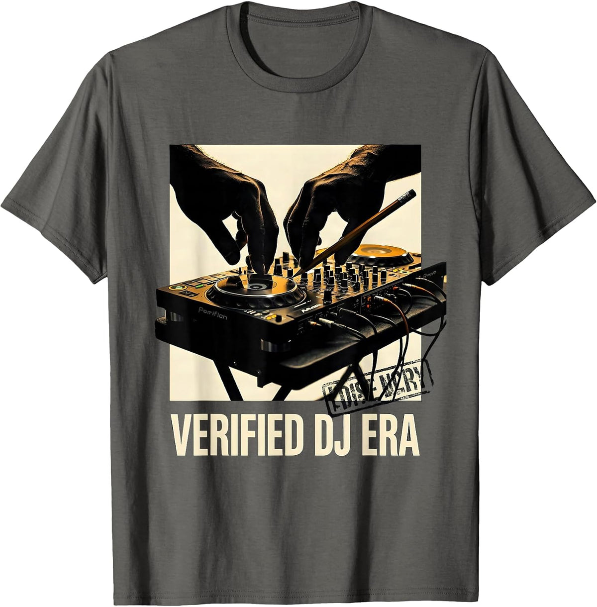 Men's Verified DJ Era Retro Hip Hop Golden Era Lyric Quote T-Shirt - Asphalt Grey