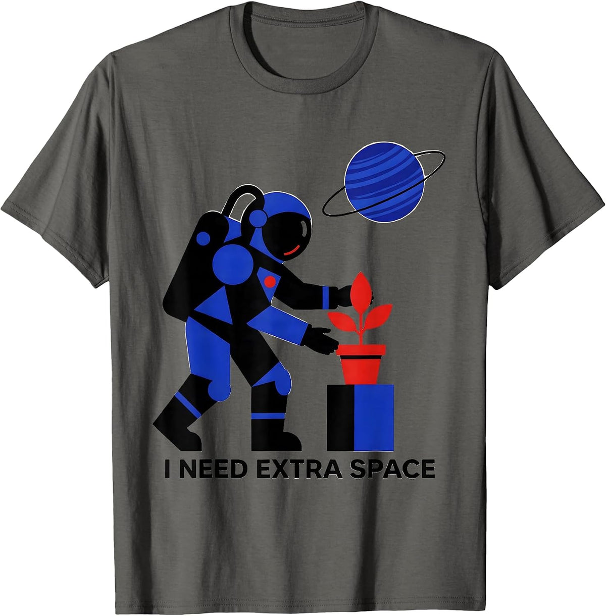 Men's I Need Extra Space Funny Astronaut Space Lover Retro Humor T-Shirt - Asphalt Grey