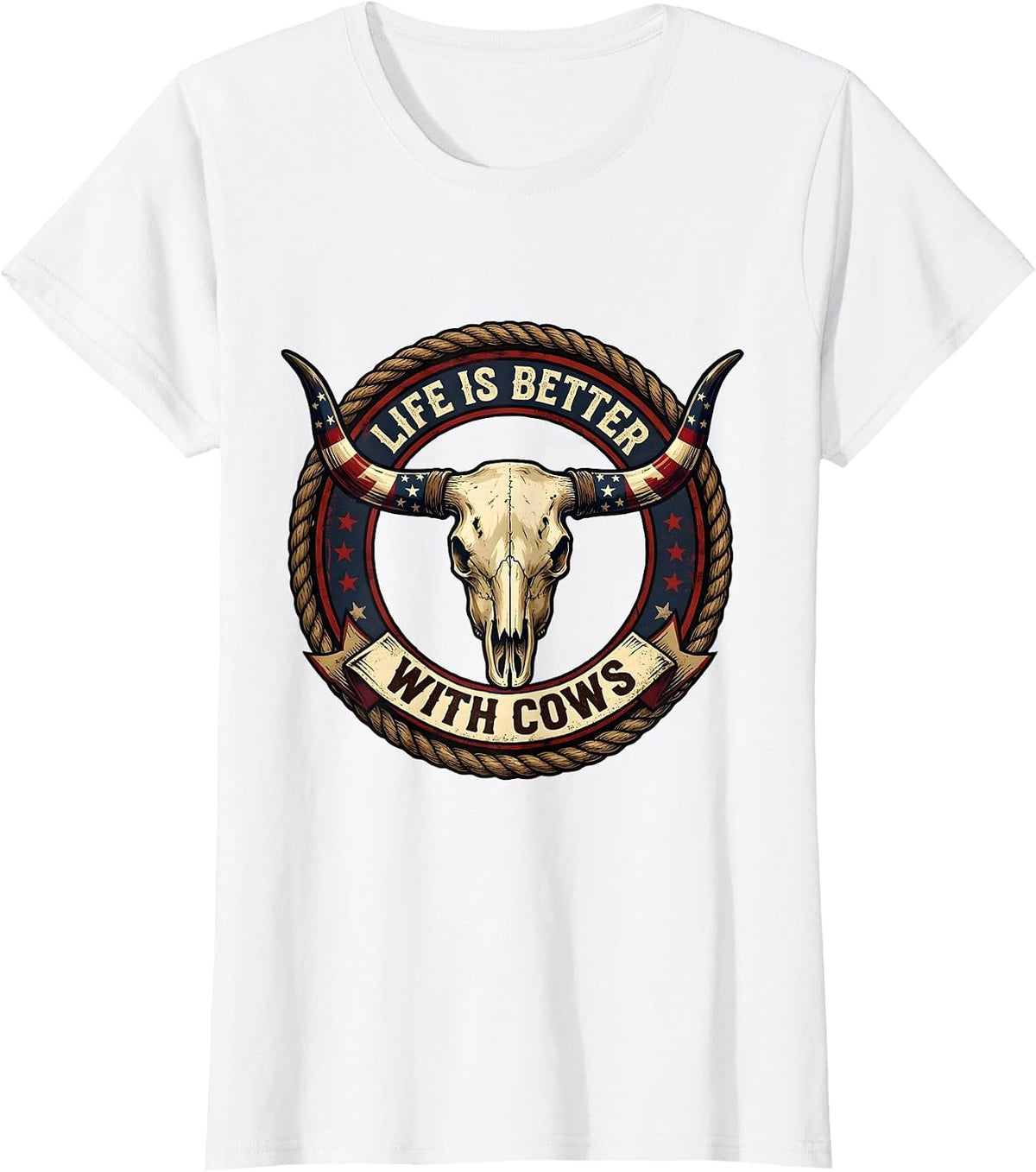 Life Is Better With Cows Farmer Design T-Shirt - White