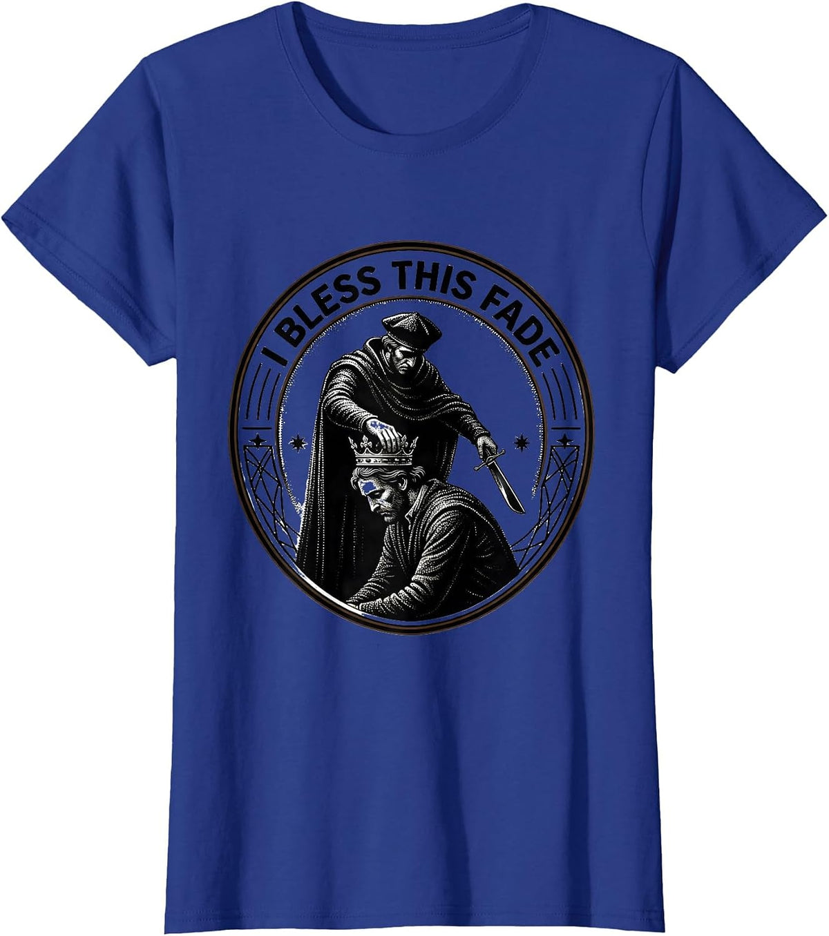 Women's I Bless This Fade Funny Hairdresser Barber Trade Humor Gift T-Shirt - Royal Blue