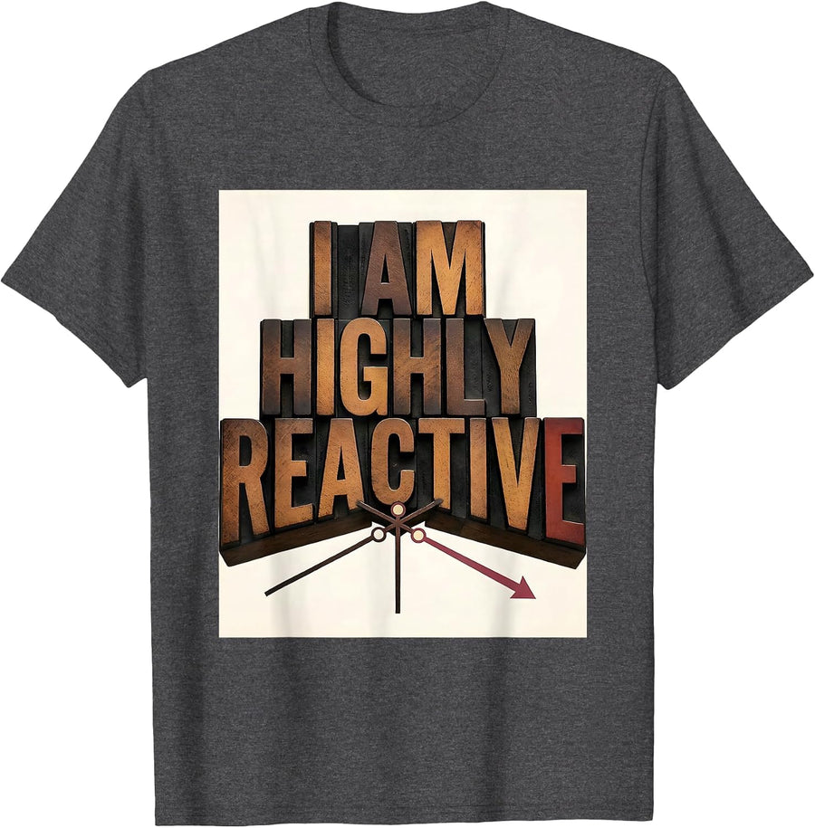 Men's I Am Highly Reactive Funny Chemistry Science Pun Humor T-Shirt - Dark Heather Grey