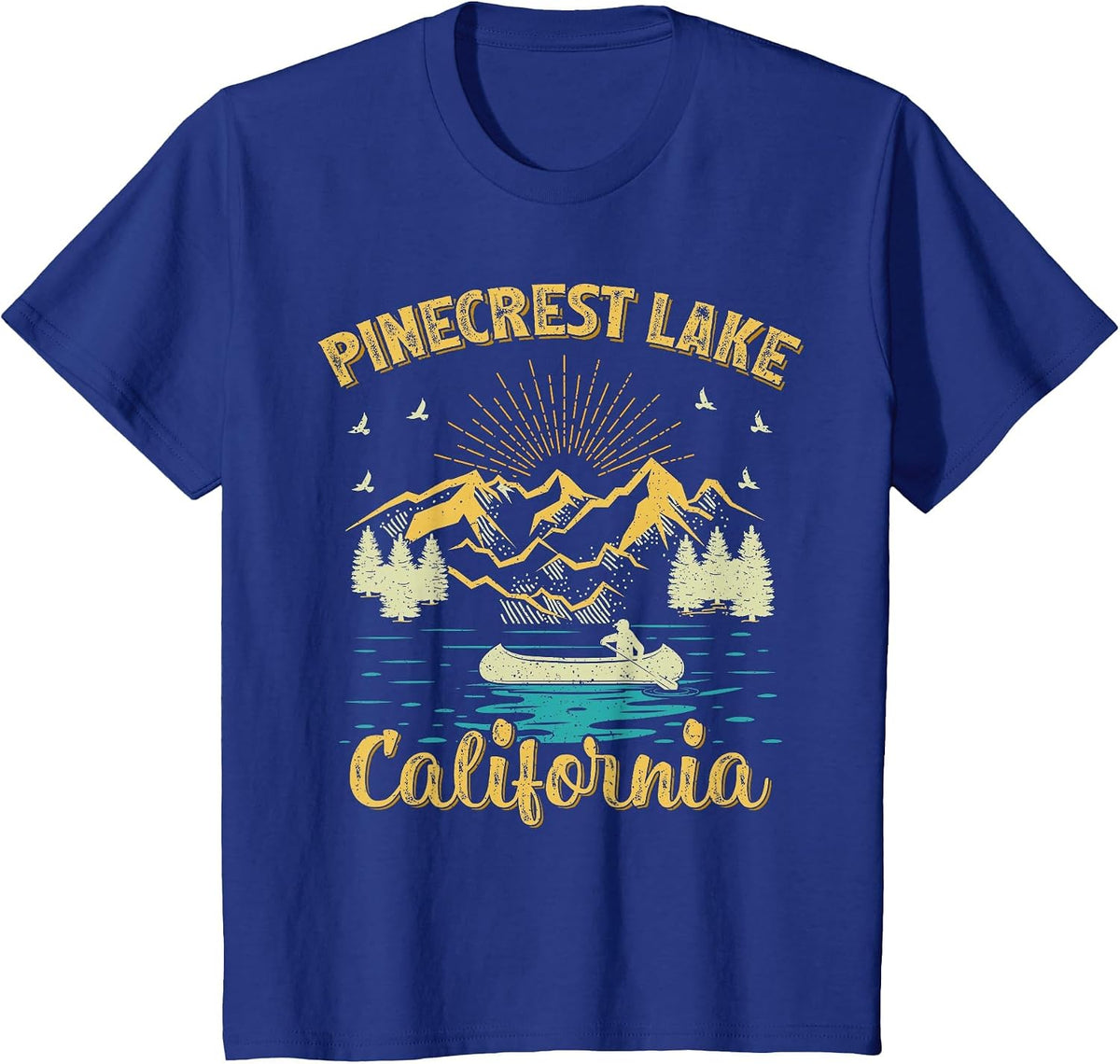 Summer Vacation Retro Mountain California Pinecrest Lake T-Shirt - Royal Blue