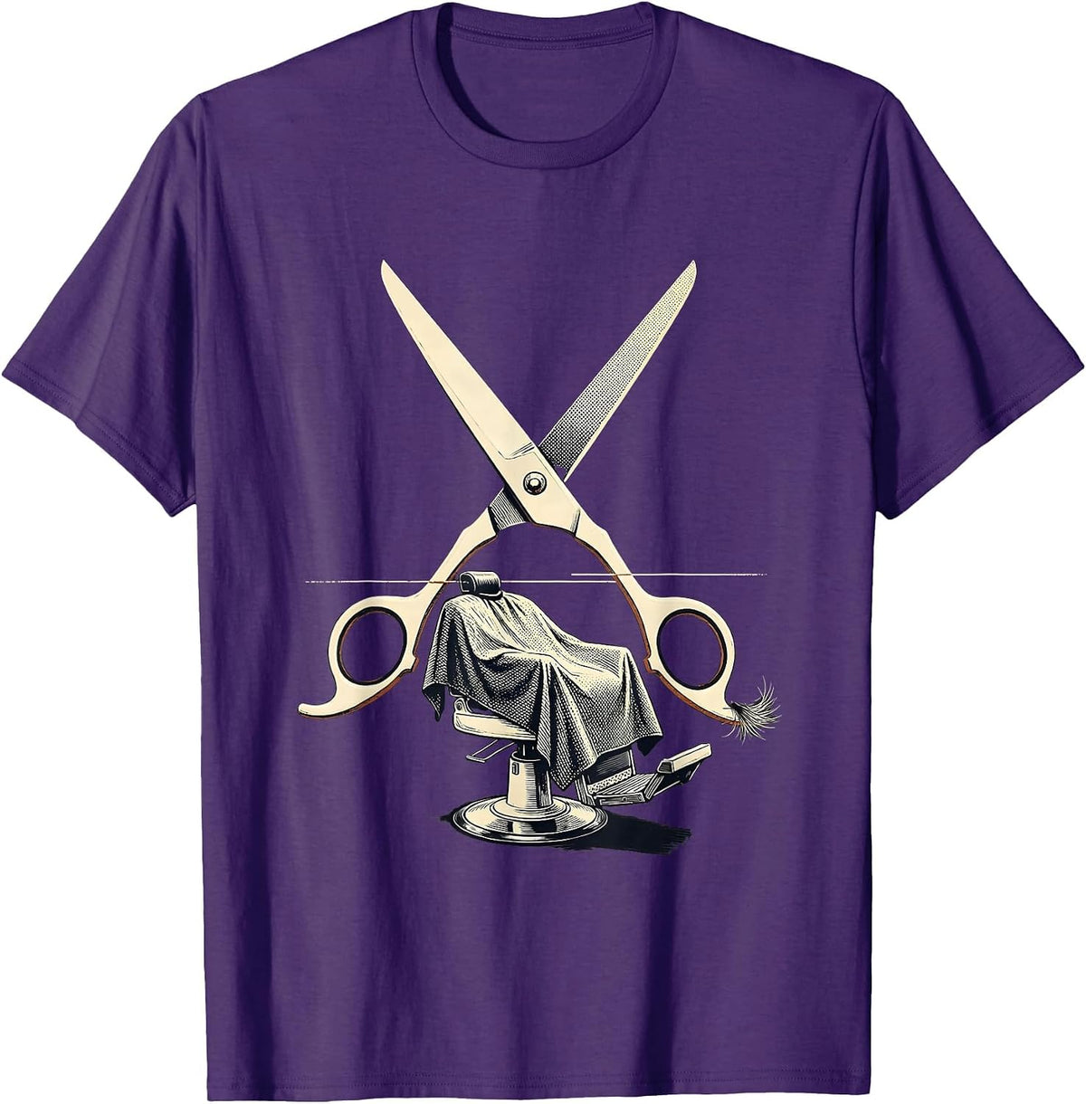 Men's Oversized Shears Barber Cape Hairdresser Gift T-Shirt - Purple