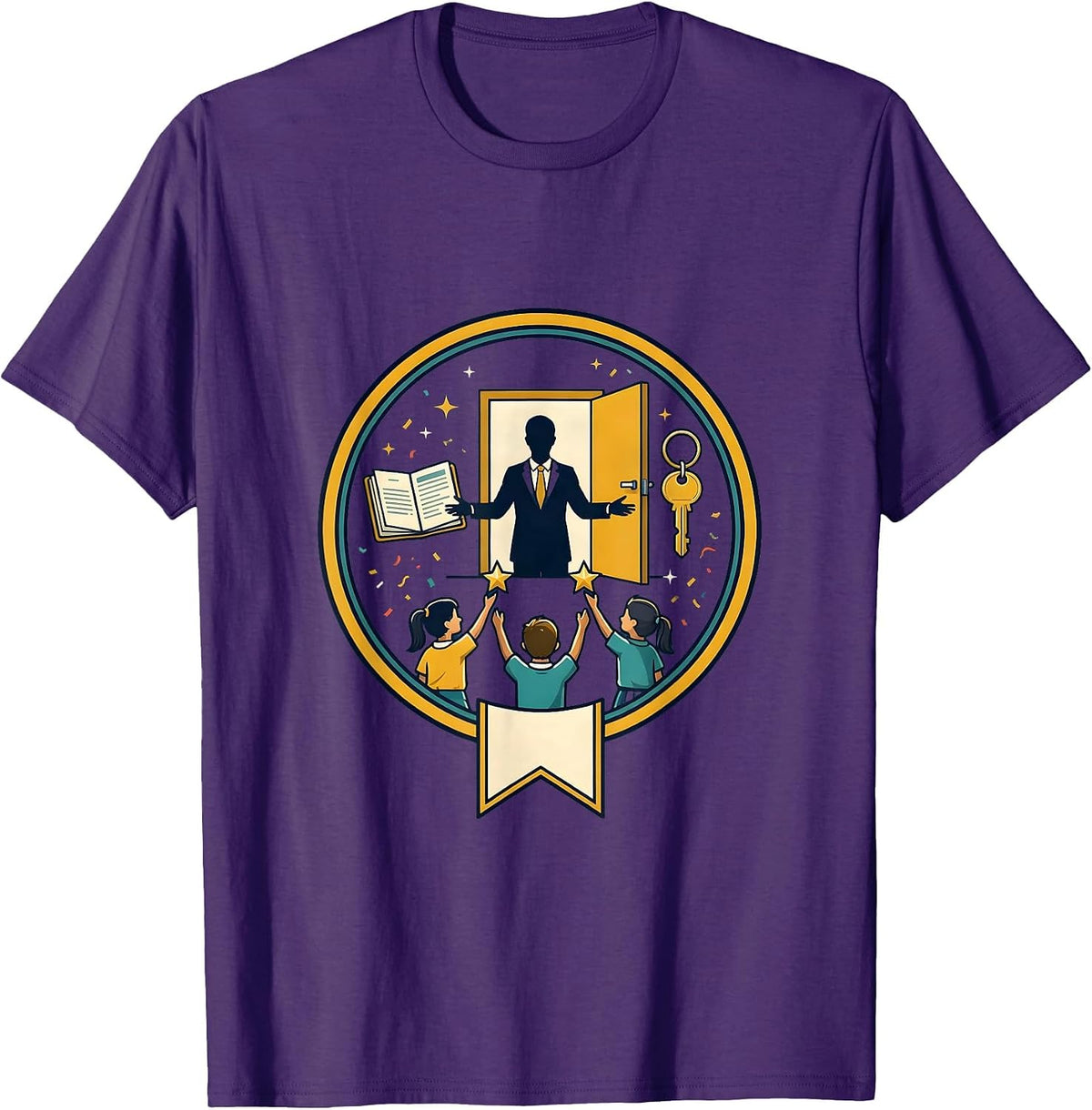 Men's Principal Appreciation Badge School Staff Gift T-Shirt - Purple