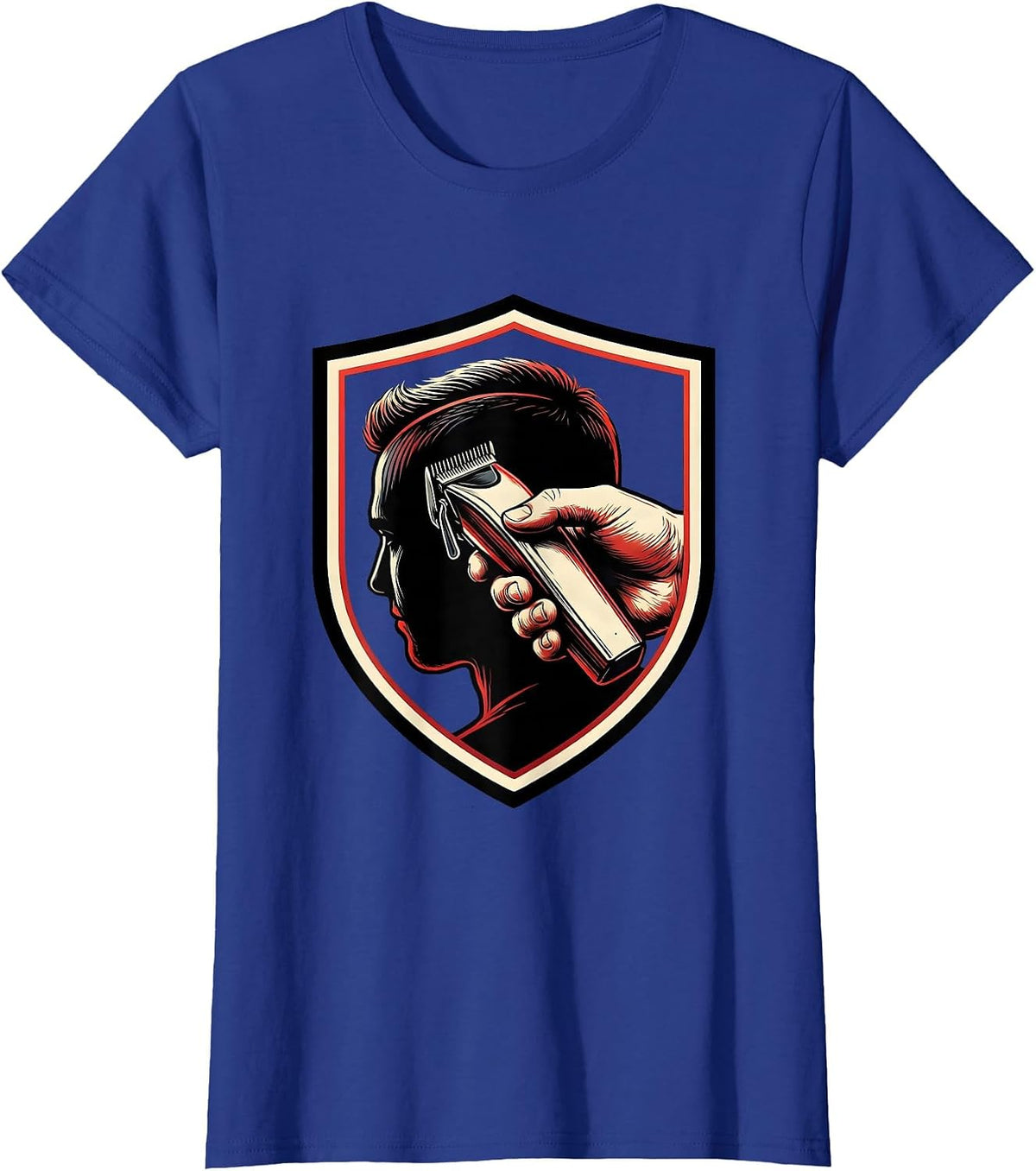 Women's Barber Shield Badge Vintage Sign Painter Humor T-Shirt - Royal Blue