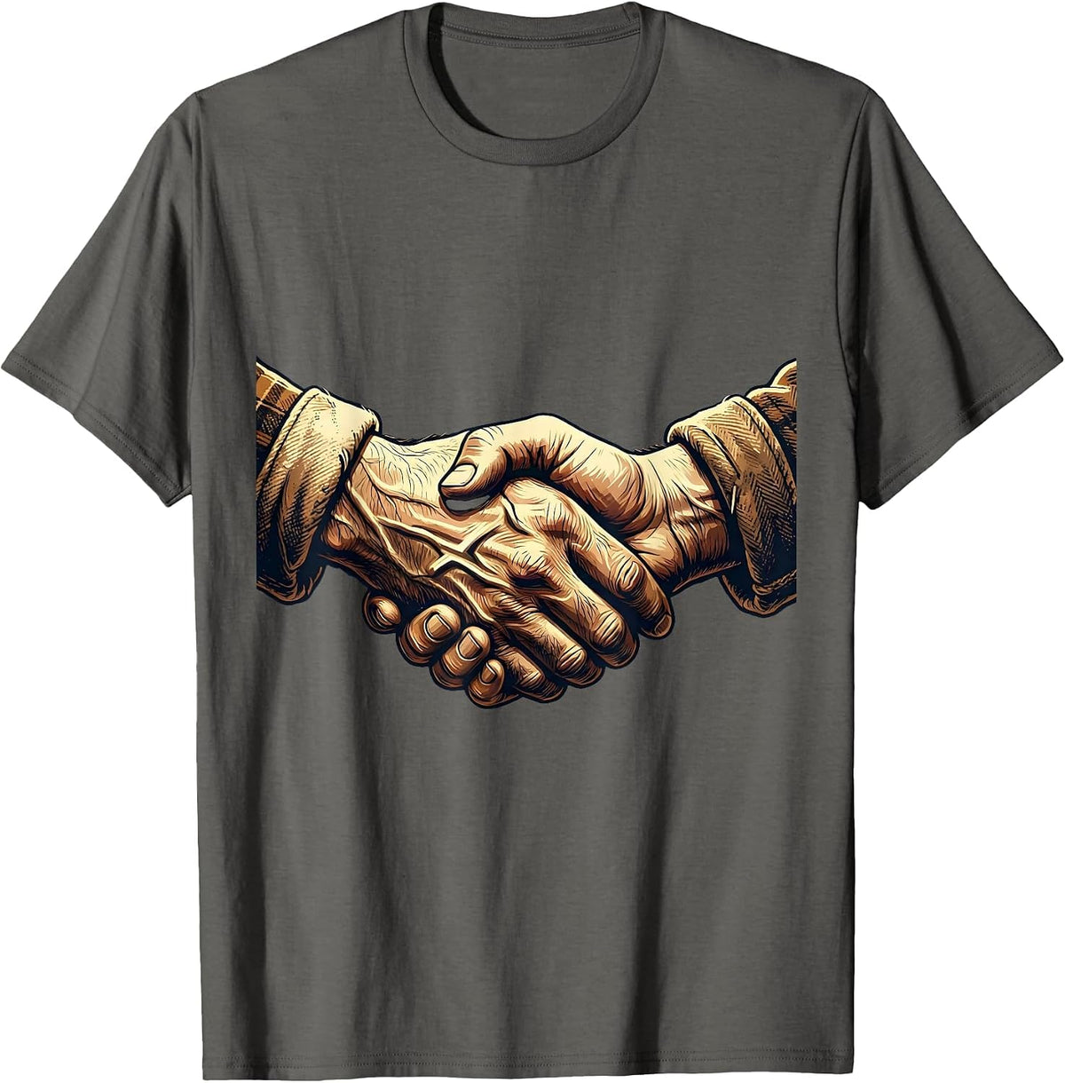 Rugged Handshake Conservative Values Graphic T-Shirt - Asphalt Grey