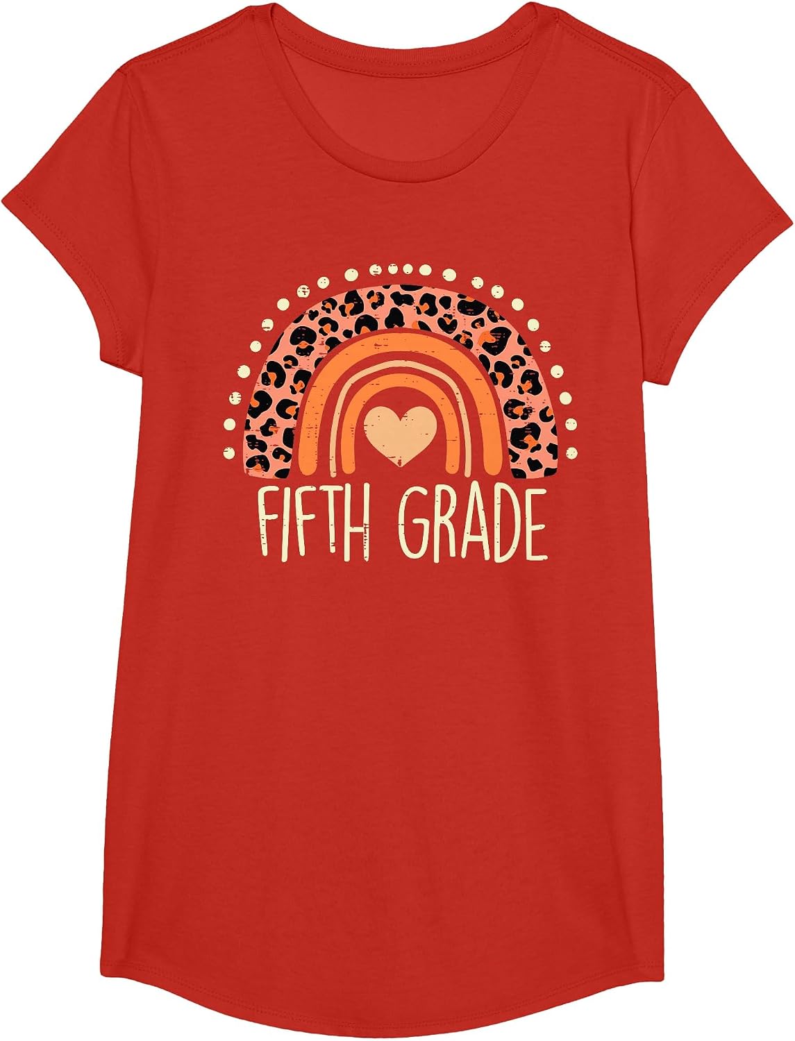 Fifth Grade 5th Rainbow First Day of School Teacher Girls T-Shirt - Girls Red
