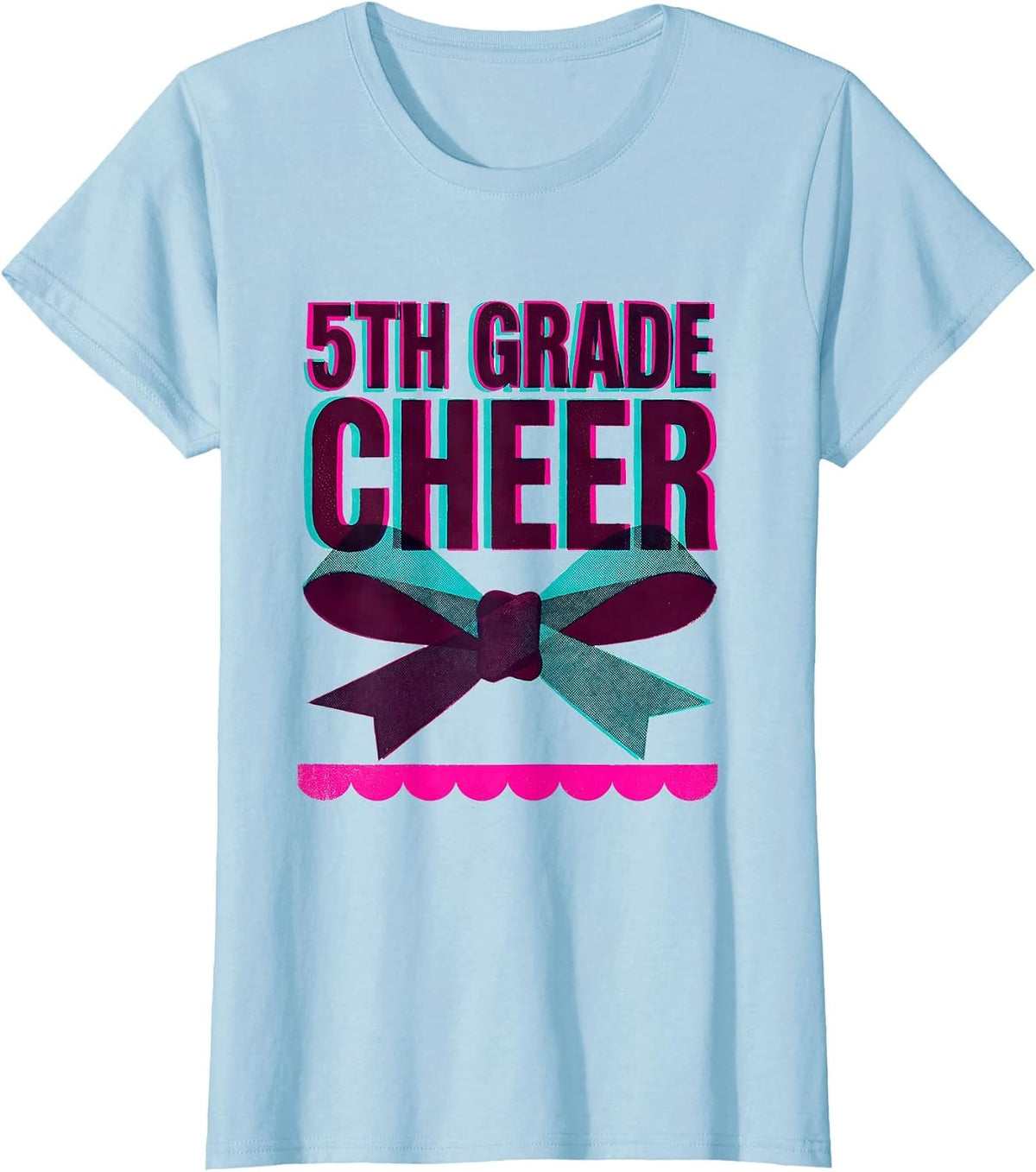 5th Grade Cheer Coquette Bow Back to School Fifth Grade T-Shirt - Baby Blue