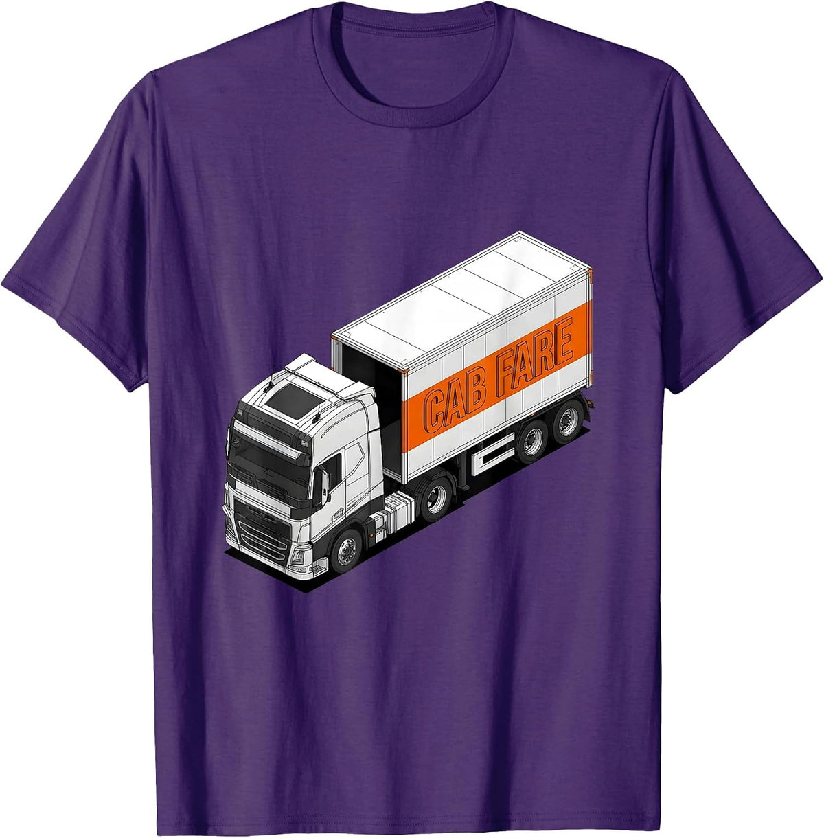 Cab Fare Brutalist Graphic Semi Truck Driver Pickup Truck T-Shirt - Purple
