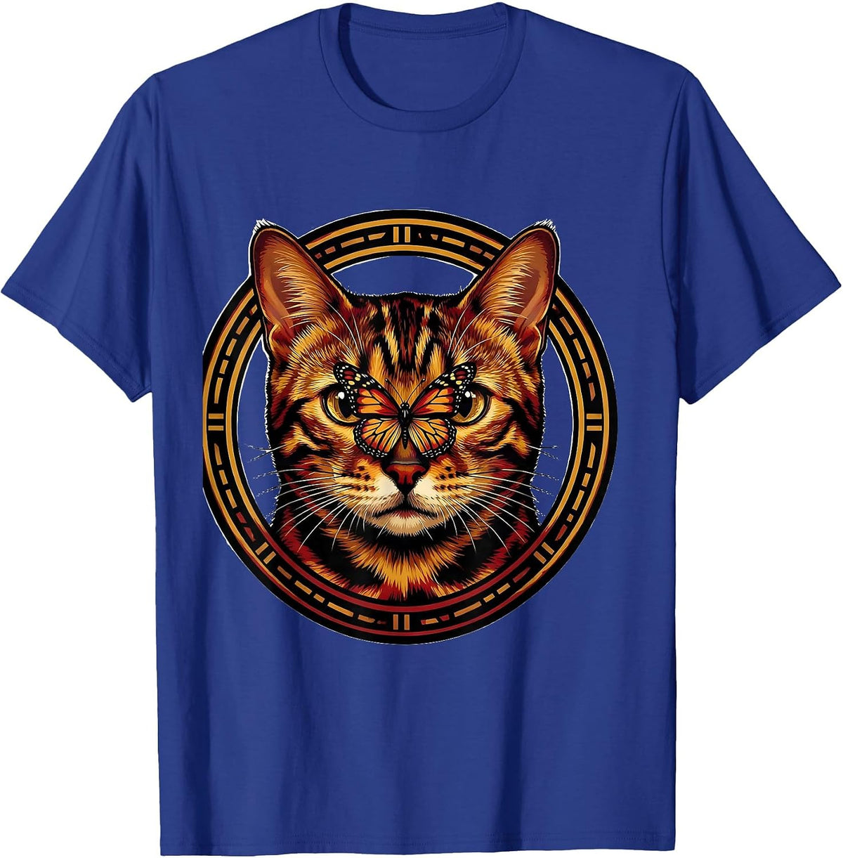 Bengal Cat Butterfly on Nose Cute Cat Lover Gift T-Shirt - Royal Blue