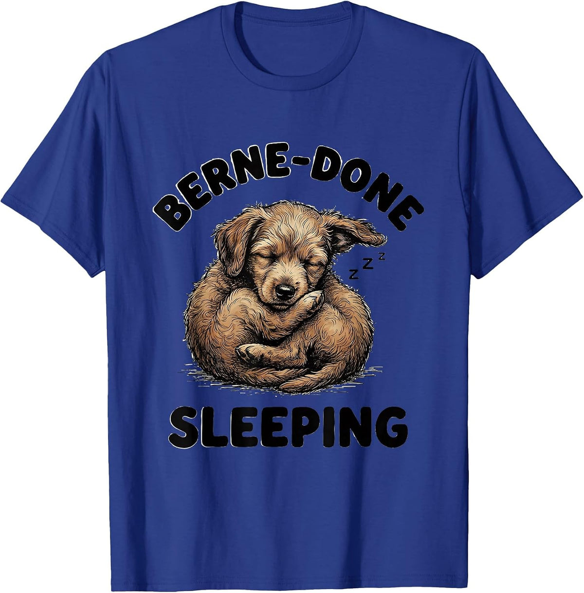 Berne-Done Sleeping Cozy Bernedoodle Design T-Shirt - Royal Blue
