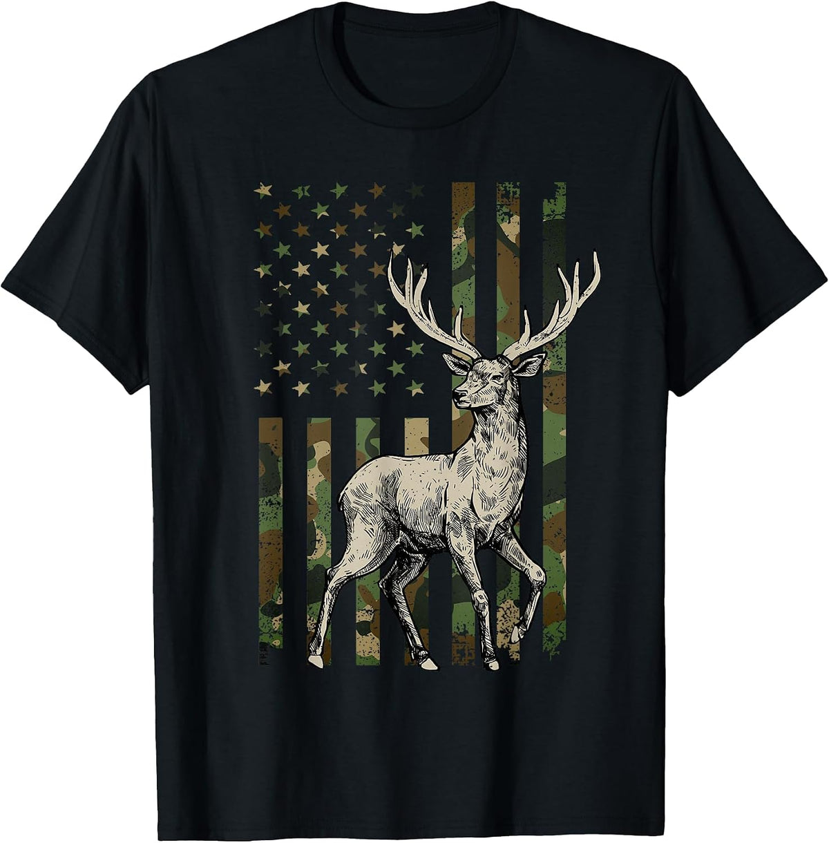 Deer Hunting Art for Men Women Wildlife Hunting Deer Hunter T-Shirt - Black