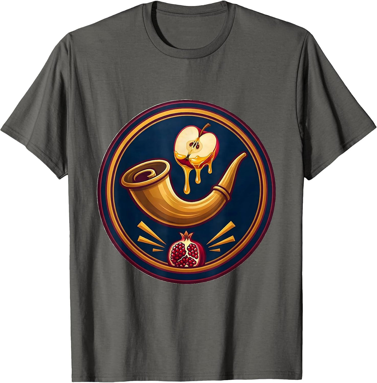 Men's Sealed Shield Badge Rosh Hashanah Jewish New Year T-Shirt - Asphalt Grey