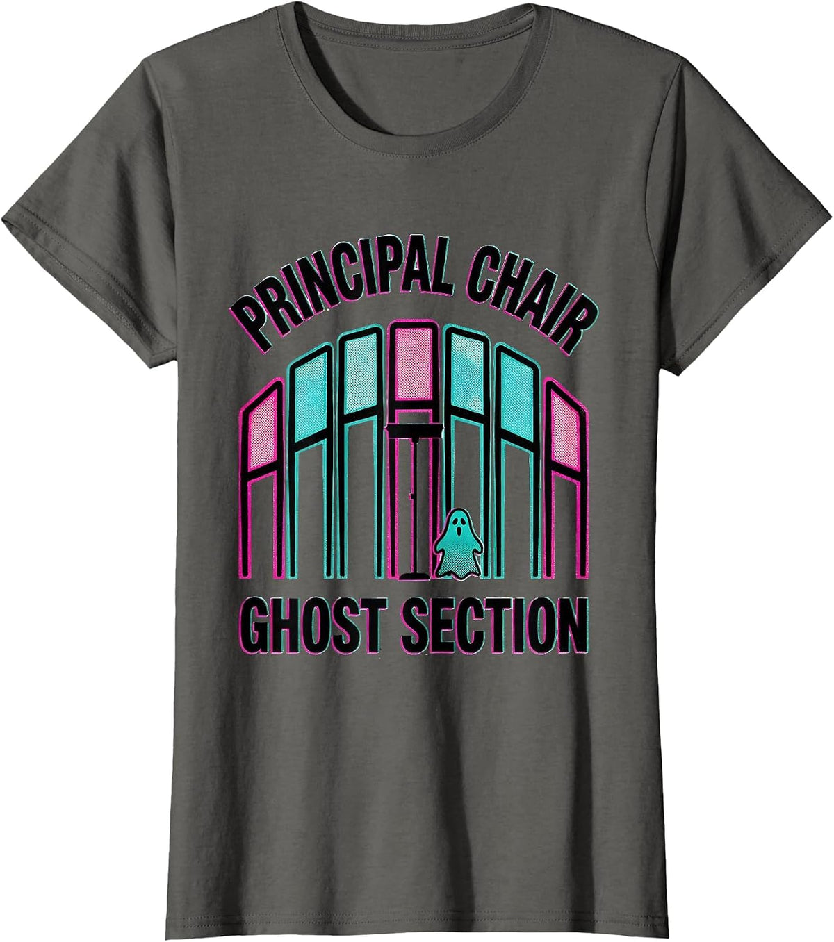 Women's Principal Chair Ghost Section Whimsical Music Teacher T-Shirt - Asphalt Grey
