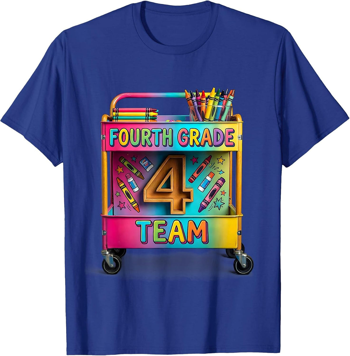 Fourth Grade Team Colorful Teacher Back to School T-Shirt - Royal Blue