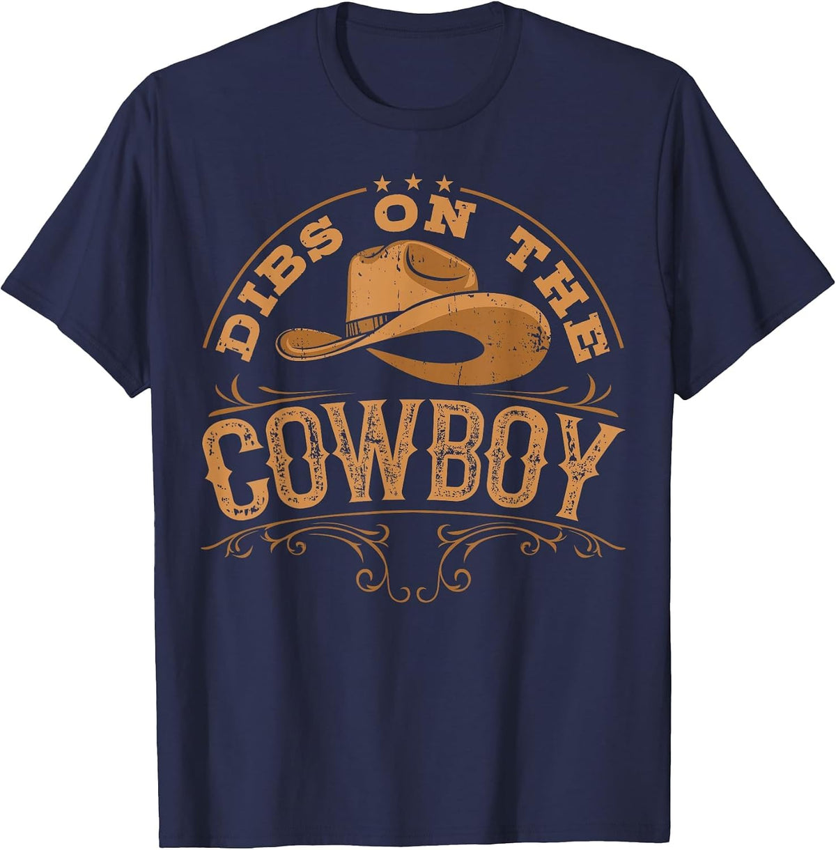 Dibs On The Cowboy Rodeo Ranch Girlfriend Wife Lipstick T-Shirt - Navy Blue