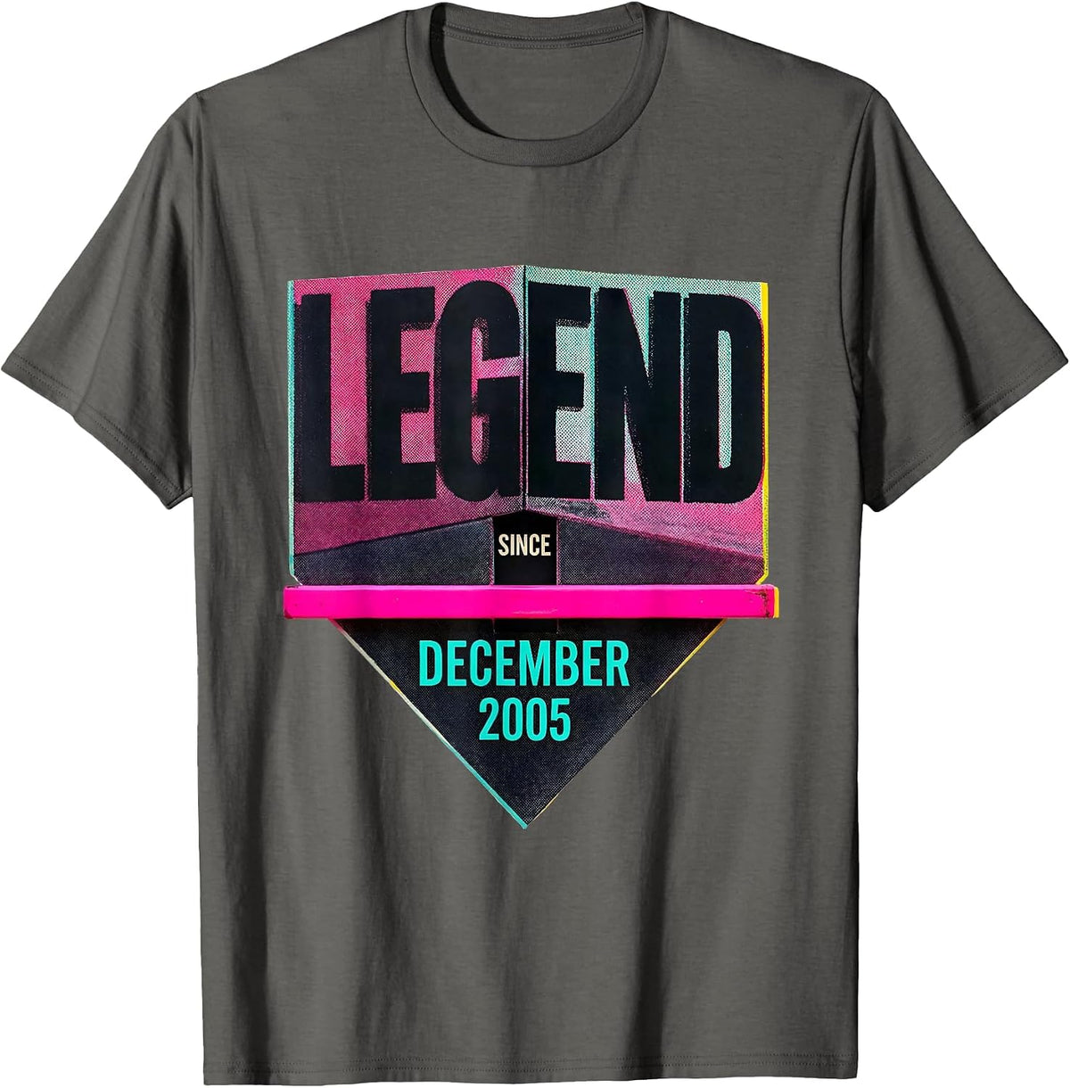 Legend Since December 2005 Vintage Birthday Gift Keepsake T-Shirt - Asphalt Grey