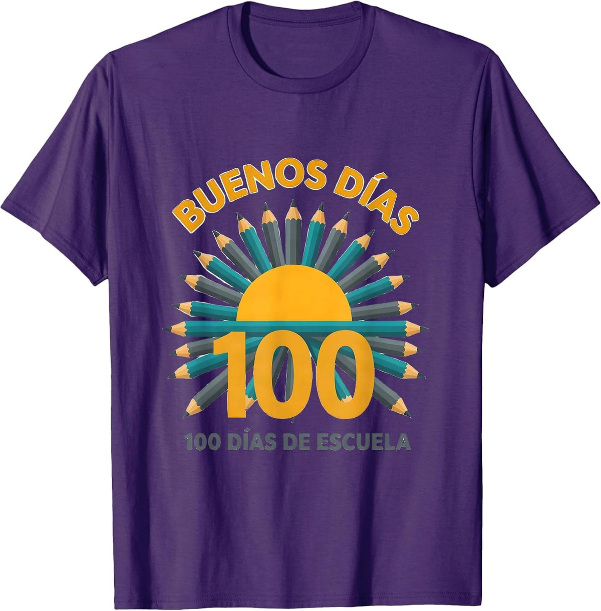 Buenos días, 100 días de escuela Spanish Teacher 100th Day T-Shirt - Purple