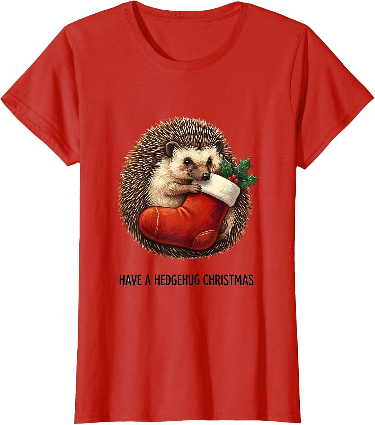 Women's Have A Hedgehug Christmas Cute Hedgehog Animal Lover Holiday T-Shirt - Red