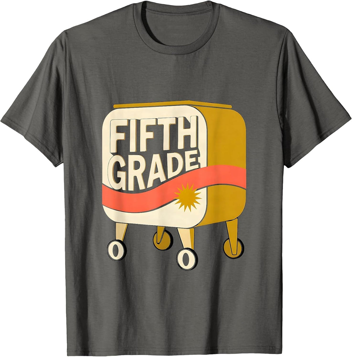 Men's Fifth Grade Preppy Midcentury Modern Back To School Teacher T-Shirt - Asphalt Grey