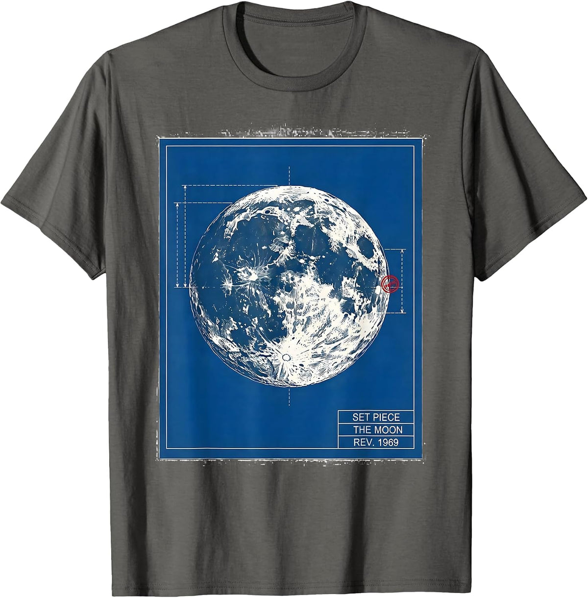 Men's Set Piece The Moon Rev 1969 Technical Blueprint Astronomy T-Shirt - Asphalt Grey