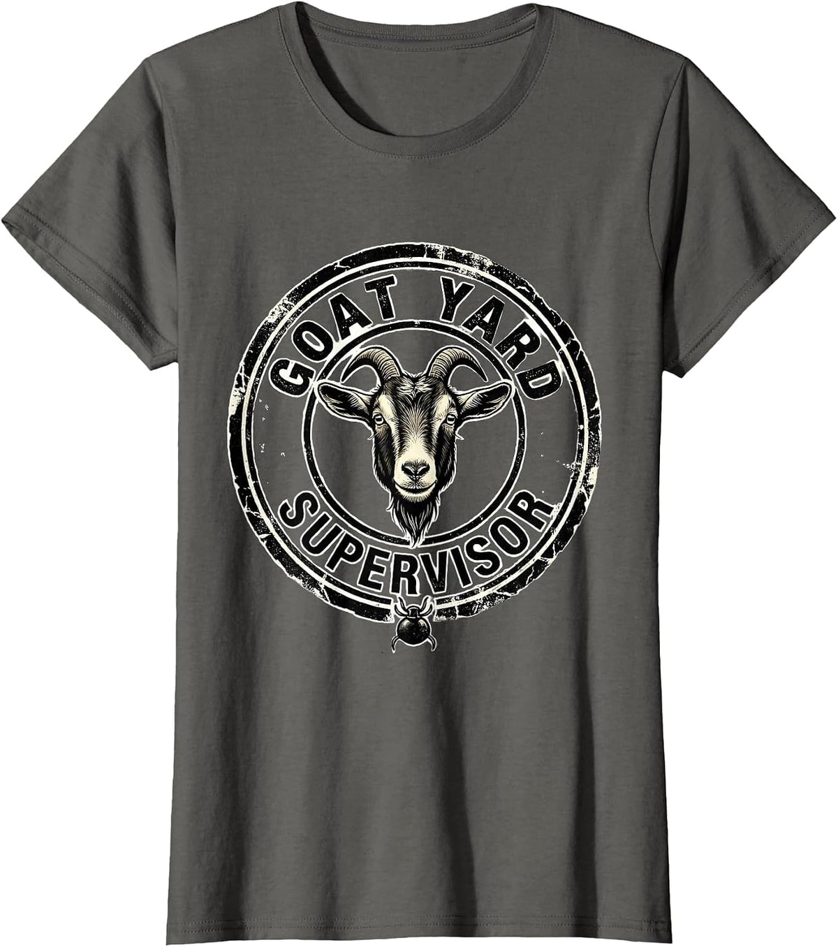 Women's Goat Yard Supervisor Funny Goat Lover Farm Animal Humor T-Shirt - Asphalt Grey