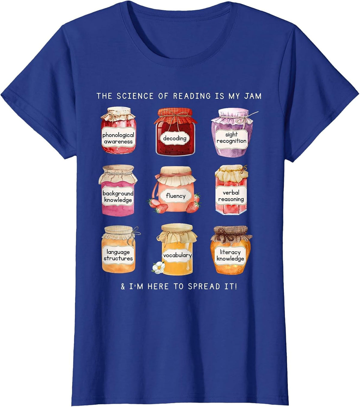 Science of Reading Morphology Literacy is My Jam Teacher T-Shirt - Royal Blue