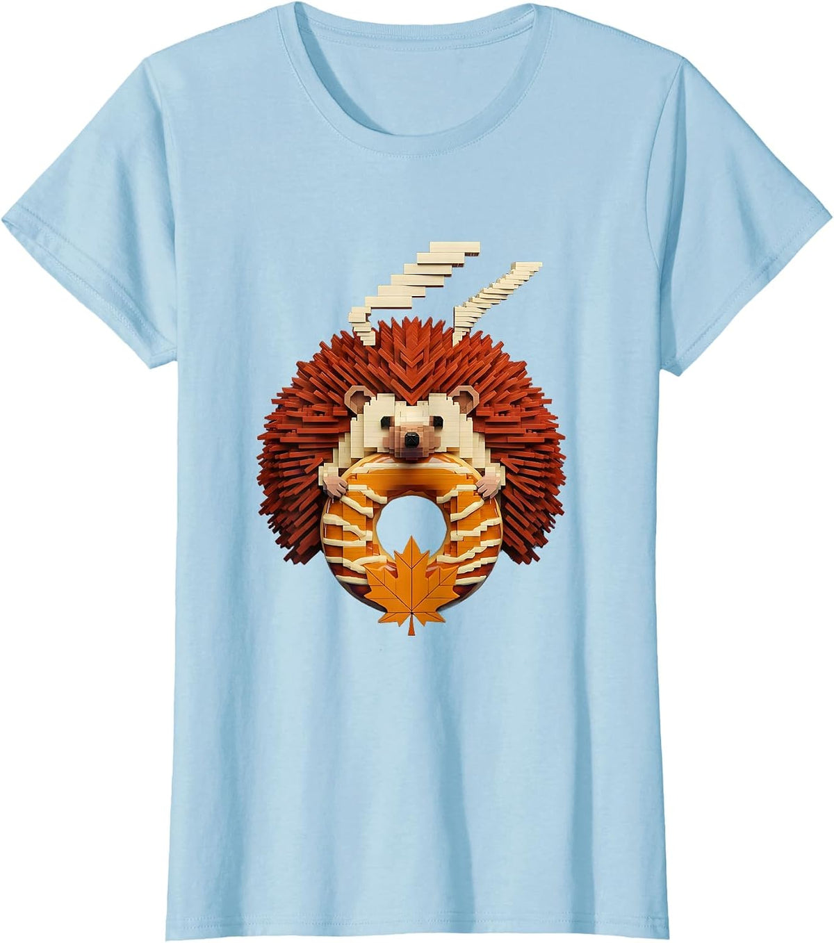 Cute Hedgehog Apple Cider Doughnut Fall Cozy Seasonal Humor T-Shirt - Baby Blue