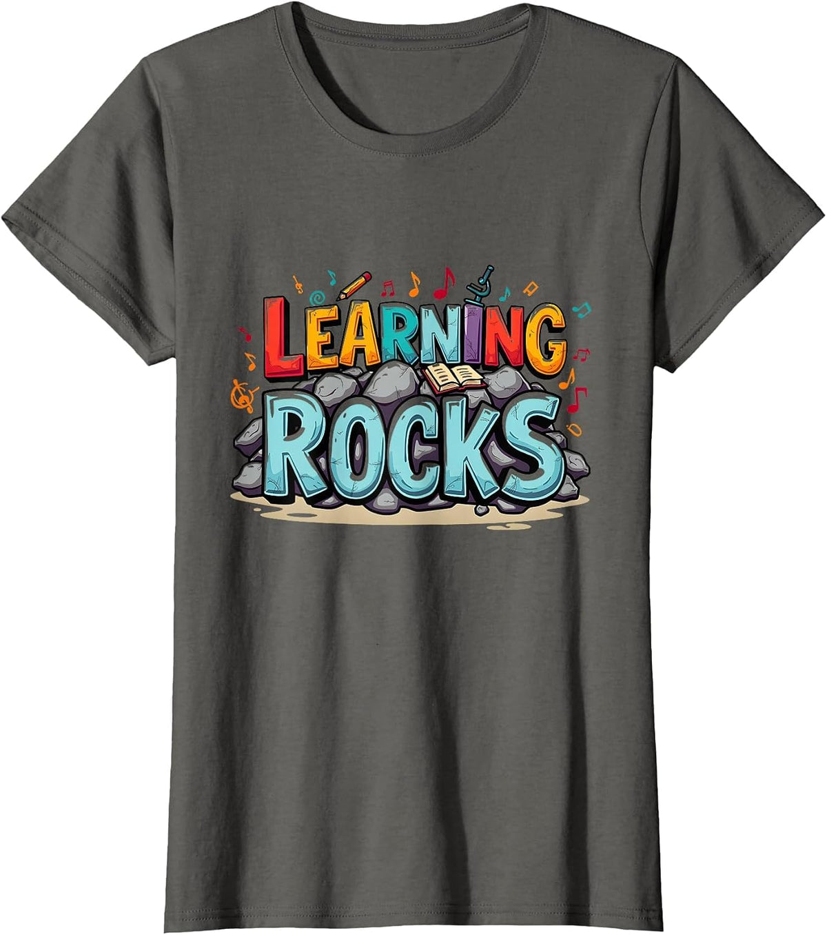 Mademark School & Back to School T-Shirt - Asphalt Grey-rock Your School