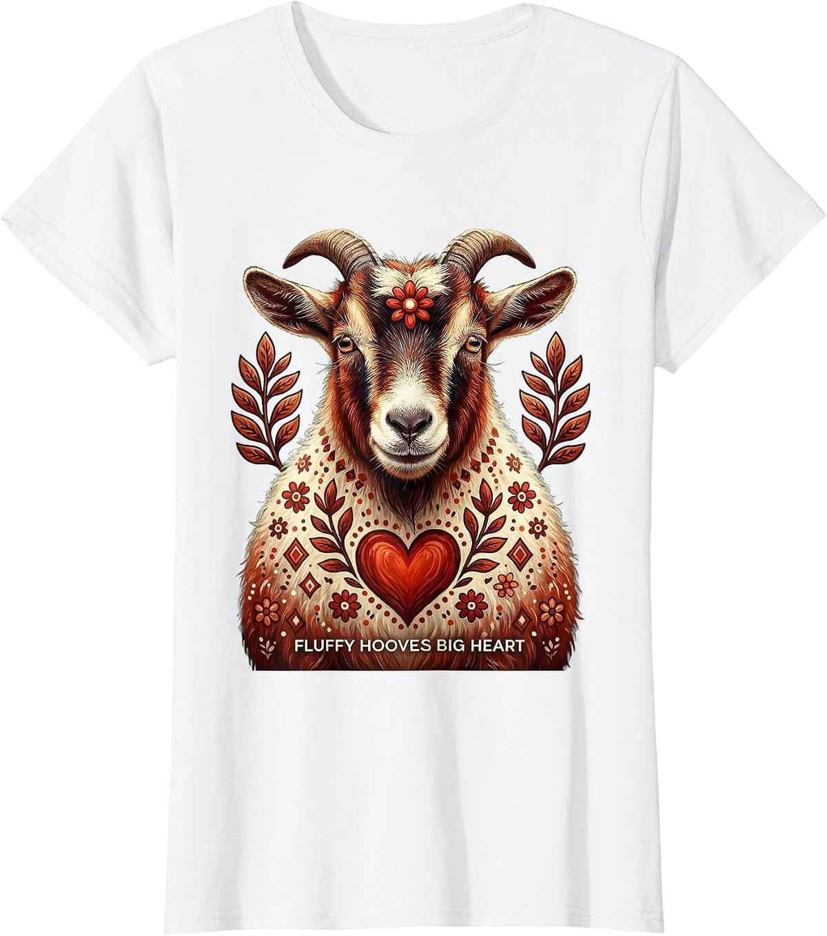 Women's Fluffy Hooves Big Heart Goat Lover Design T-Shirt - White