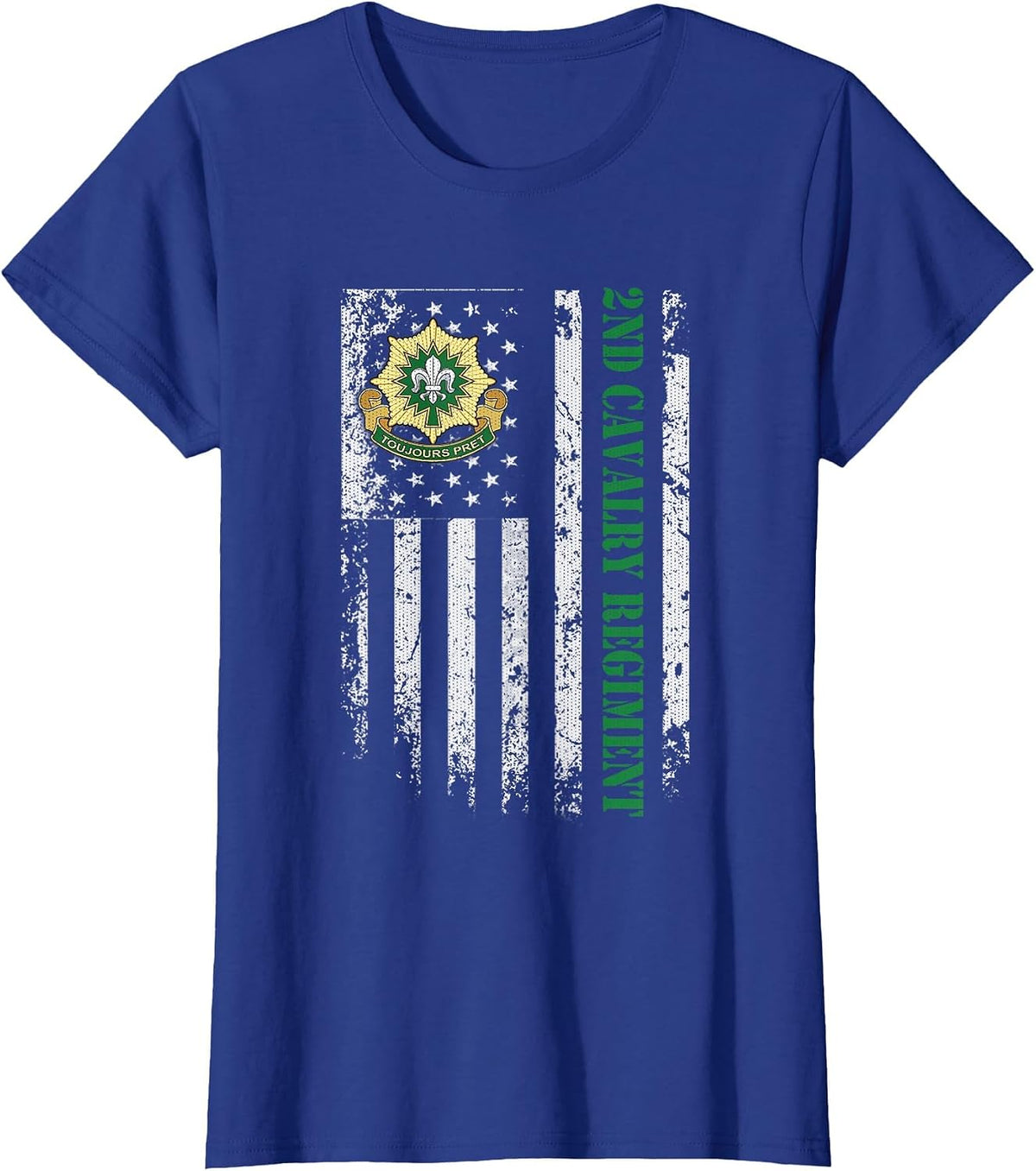 2nd Armored Cavalry Regiment Veteran USA Flag Veterans Day T-Shirt - Royal Blue