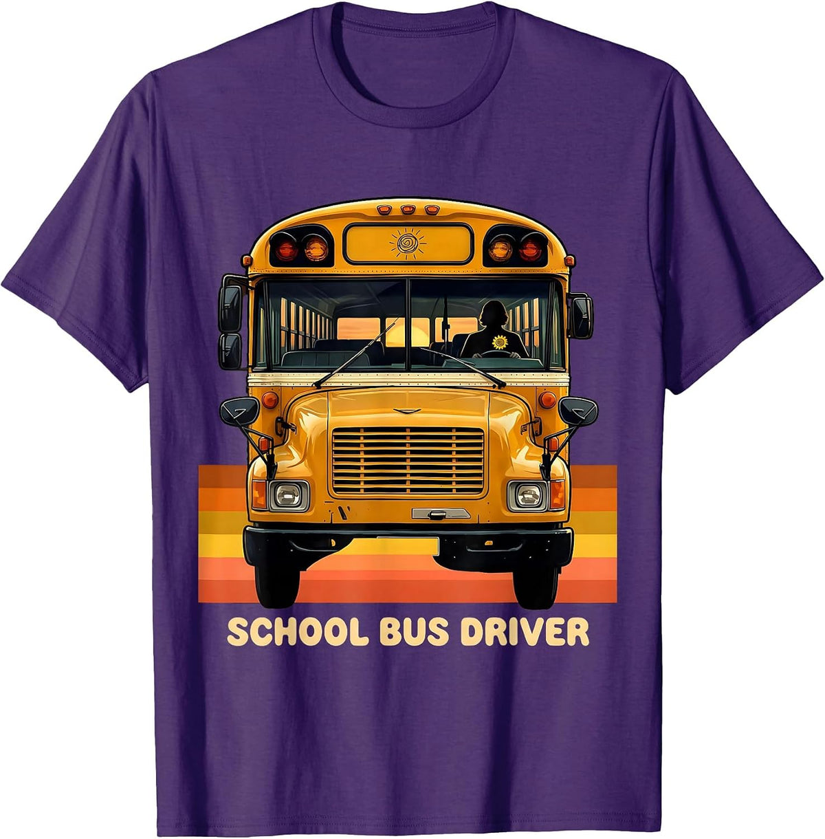 Retro School Bus Driver Funny Bus Driver Gift T-Shirt - Purple