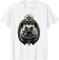 Men's Hedgehog Wildflower Floral Animal Lover Gift T-Shirt - White