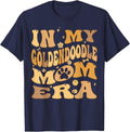 in My Goldendoodle Mom Era Groovy Groodle Dog T-Shirt - Navy Blue