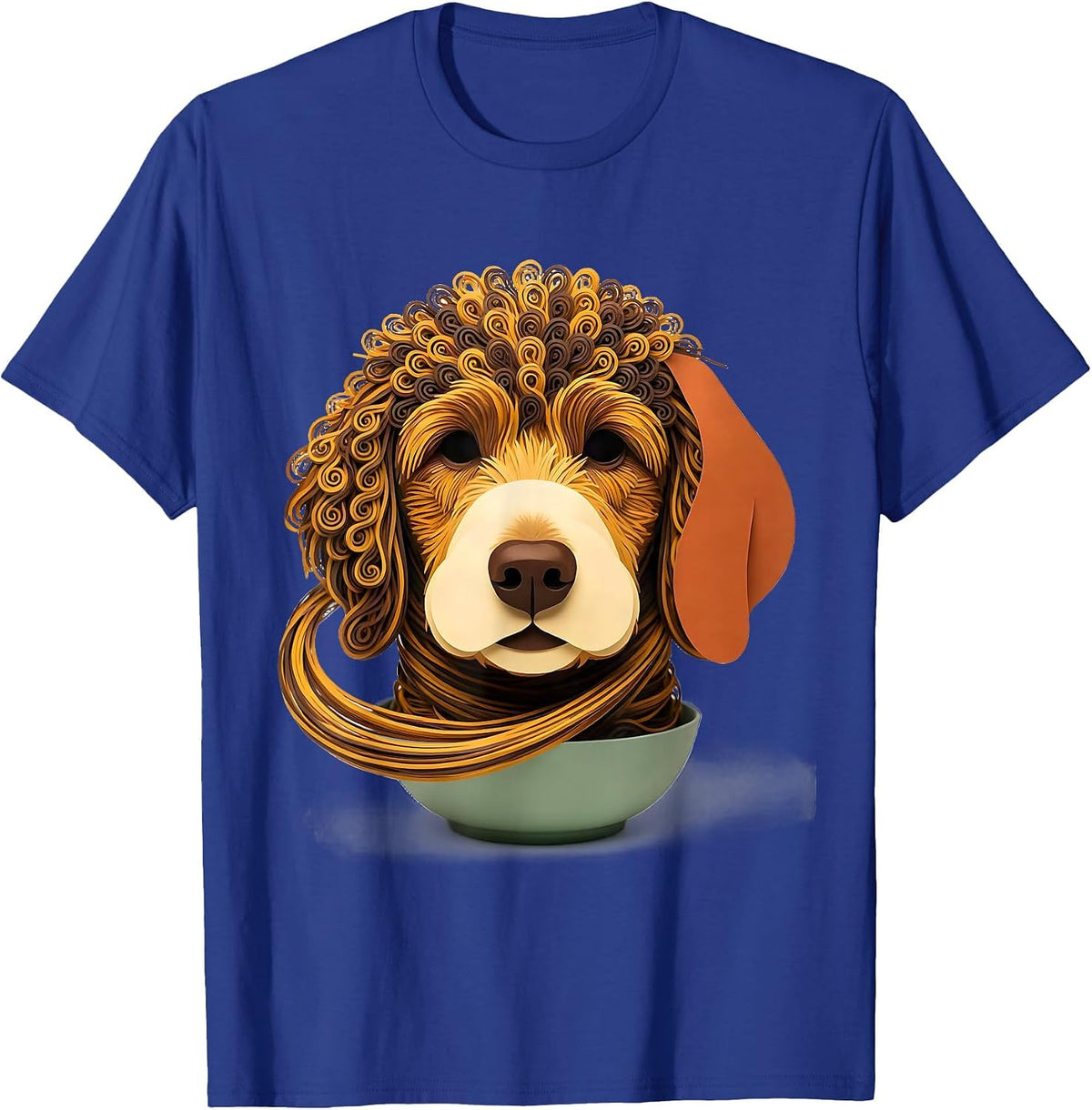 Goldendoodle Noodle Loop Paper Cutout Dog Humor T-Shirt - Royal Blue