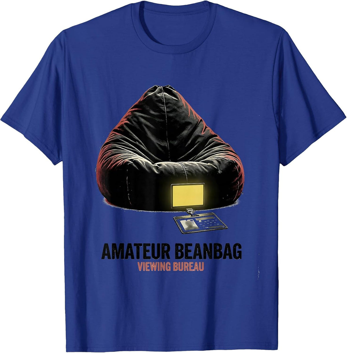 Amateur Beanbag Viewing Bureau Distressed True Crime Couch T-Shirt - Royal Blue