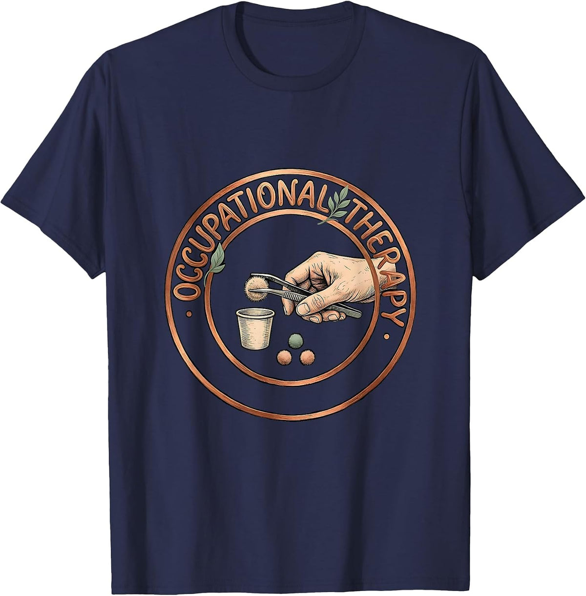 Men's Occupational Therapy Boho Retro Occupational Therapist OT T-Shirt - Navy Blue
