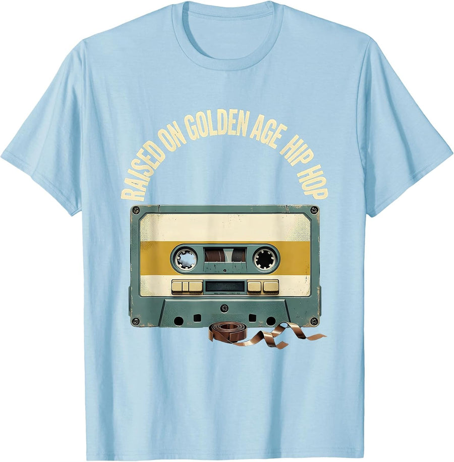 Men's Raised On Golden Age Hip Hop Retro Streetwear Nostalgia T-Shirt - Baby Blue