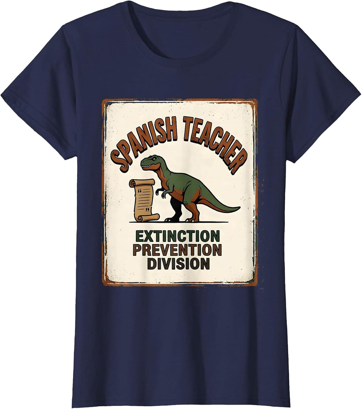Women's Spanish Teacher, Extinction Prevention Division Vintage T-Shirt - Navy Blue