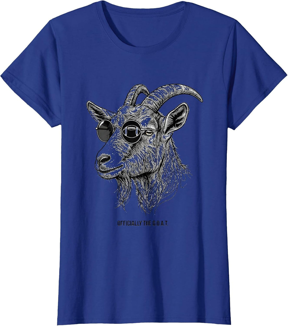 Women's Officially The G.O.A.T. Funny Goat Line Art Sunglasses T-Shirt - Royal Blue